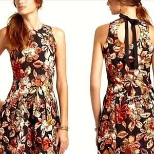 Anthropologie Leifsdottir Floral Metallic Brocade Midi Sleeveless Dress Sz 2